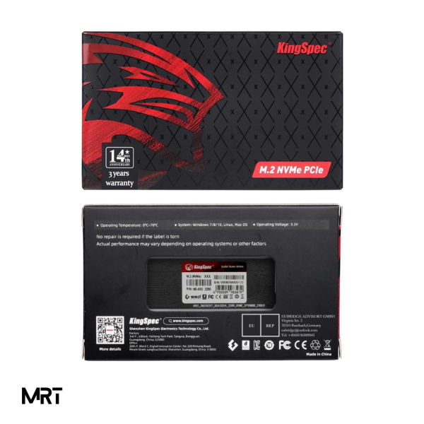 حافظه اس اس دی M2 NVME 2280 اینترنال kingSpec ظرفیت 256 گیگابایت